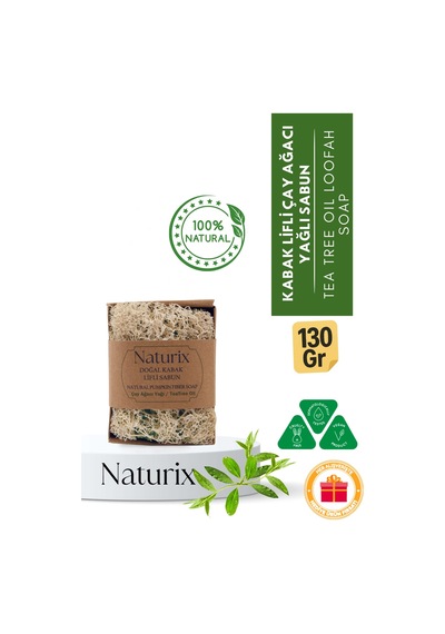 Kabak Lifli Çay Ağacı Yağı Özlü Sabun 130 Gr Arındırıcı, Gözenek Sıkılaştırıcı Ve Ferahlatıcı Çay Ağacı