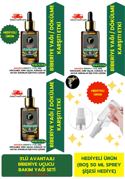 Amazeus Biberiye Uçucu Yağı 3'lü %100 Saf Ve Doğal Dökülme Önleyici Etki 3x20 Ml