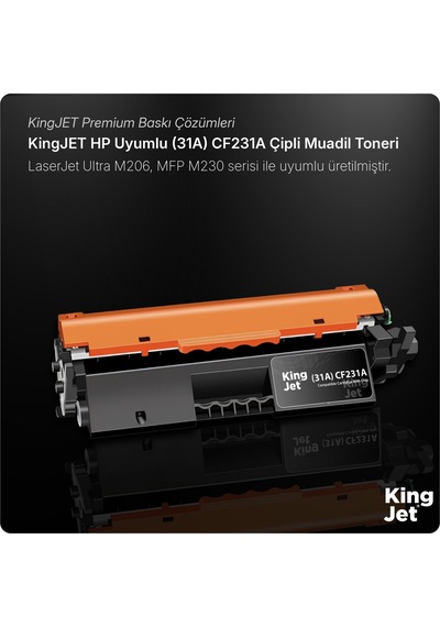 Kingjet Hp Uyumlu 31a Cf231a Standart Kapasiteli Çipli  Uyumlu Toneri Laserjet Ultra M206