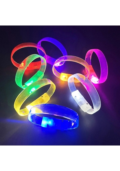 3 Modlu Pilli Led Işıklı Esnek Parti Bilekliği Sarı 2 Yaş Mavi