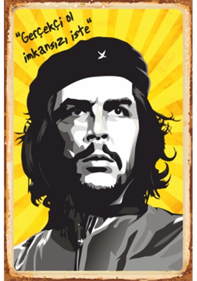 che gerçekli ol imkansızı iste devrim retro ahşap poster