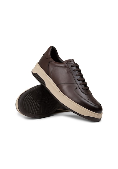 Deery Hakiki Deri Kahverengi Erkek Sneaker Ayakkabı - 01965Mkhve06 Kahverengi