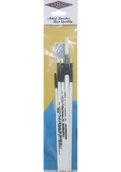 5'li Karışık Sentetik Akrilik Fırça Seti, Yağlı Boya İçin, 2.5mm Genişlik, 15cm Sap Uzunluğu, 6