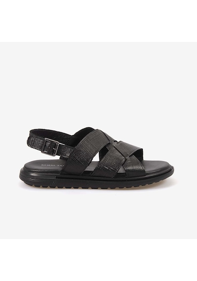 Kemal Tanca Erkek Kauçuk Tabanlı Şık Tasarım Comfort Günlük Çapraz Bantlı Sandalet 560 siyah