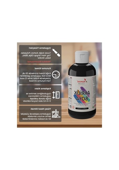 250 Gr Siyah Akrilik Boya, Sanat Ve El İşi Aktiviteleri İçin 0,15 L