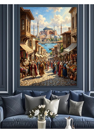 İstanbul Ayasofya Ve Tarihi Çarşı Dekoratif Kanvas - Mdf Ahşap Tablo