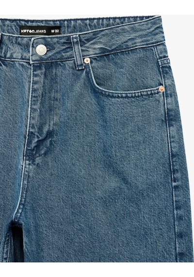 Koton Normal Bel Pamuklu Bermuda Straight Fit Jean Şort Orta İndigo 6sam40397nd