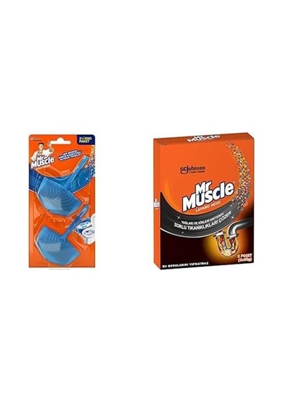 Aqua Blue 2'li Klozet Bloğu 1 X 2 Adet Ve Mr Muscle Yağları Ve Kirleri Eriten Lavabo Açıcı Granül 2 X 50 G