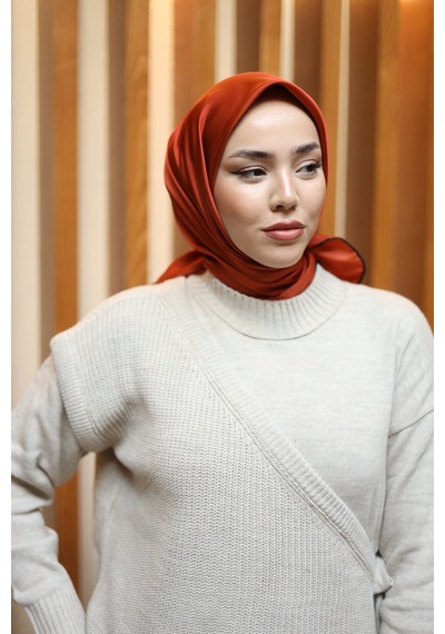 Silk Home Düz Micro Saten Eşarp 28013-13 Bakır