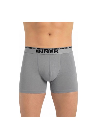 Just Inner Erkek Pamuklu Boxer Kabartma Bel Lastikli İç Giyim Konforu 135001 Gri