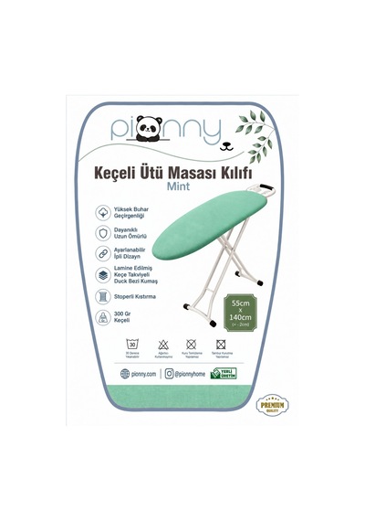Pionny Duck Kumaş Keçeli Ütü Masası Kılıfı - 55x140 Cm - Mint Çok Renkli
