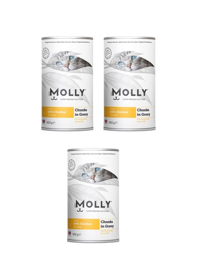Molly Tavuklu Gravy Soslu Kedi Konservesi 400 G X 3 Adet