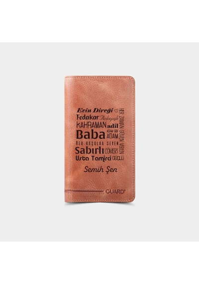 Guard Leather Babaya Hediye Telefon Girişli Antik Taba Deri Cüzdan
