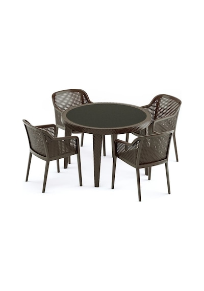 Bintaşmobilya Venge Rattan Plastik Dış Mekan Bahçe Masa Sandalye Takımı (427445269) Venge