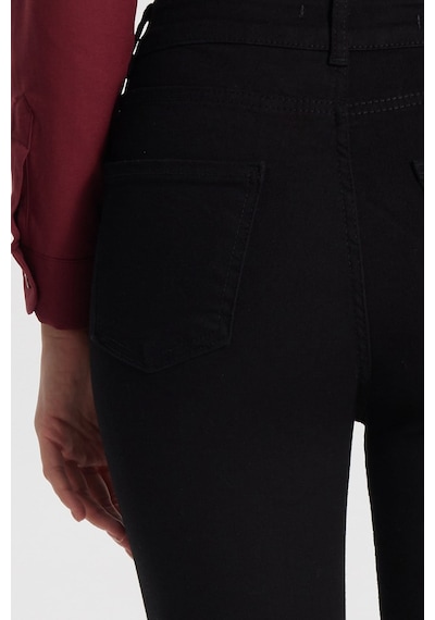 Tudors Kadın Regular Fit Klasik Kesim Pamuklu Likralı İspanyol Paça Siyah Jean Kot Pantolon-50789