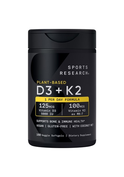 Sports Research D3 /k2 125 Mcg / 100 Mcg 160 Veggie Softgels Usa Menşeii Dmmedicineden Aromasız