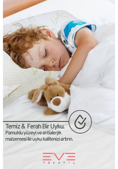 Eve Tekstil 2 Adet Bamboo Serisi Kılıflı Fermuarlı Yıkanabilir Antialerjik Silikon Elyaf Yastık 50x70cm 800 Gr Yeşil