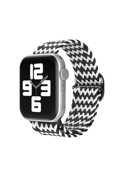 Newface - 762 - Apple Watch 42mm Star Kordon - - Edntrend - Zigzag Siyah-beyaz