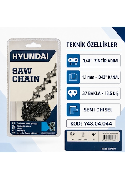 Hyundai Kesik Testere Zinciri 1/4" 1,1 Mm 18,5 Diş 37 Bakla