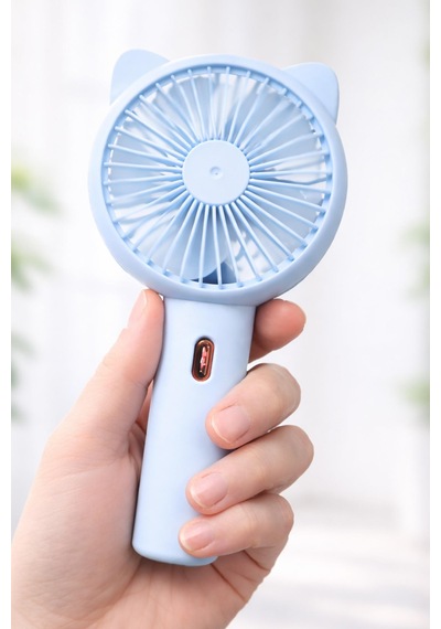3 Modlu Şarjlı El Fanı 3 Kademe Seyahat Masaüstü Vantilatör Taşınabilir Mini Fan Mavi F136