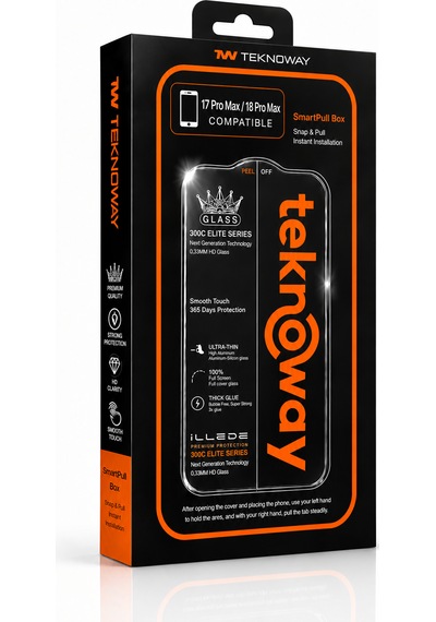 Teknoway İllede Apple Uyumlu iPhone 18 Pro Max / 17 Pro Max Ekran Koruyucu Tam Kaplama Şeffaf