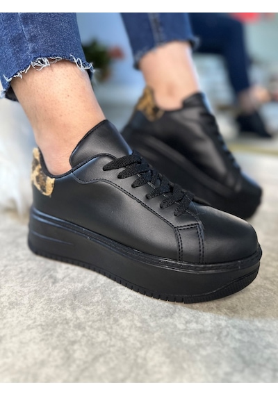 Günlük Kadın Sneaker Bağcıklı Hafif Kalın Yüksek Tabanlı Leopar Detaylı Yürüyüş Spor Ayakkabı 065 Siyah Leopar Günlük Kadın Sneaker Bağcıklı Hafif Kalın Yüksek Tabanlı Leopar Detaylı Yürüyüş Spor Ayakkabı 065 Siyah Leopar