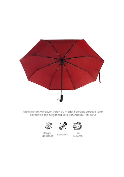 Biggdesign Moods Up Premium Bordo Otomatik Şemsiye, Rüzgara Dayanıklı, Hızlı Kuruyan, Hafif, Kılıflı Çok Renkli