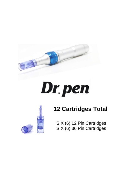 Dr. Pen Ultima A6 Elektrikli Profesyonel Cilt Bakım Kiti 12 Kartuş Dahil - Altı 12 Pinli, Altı 36 Pin