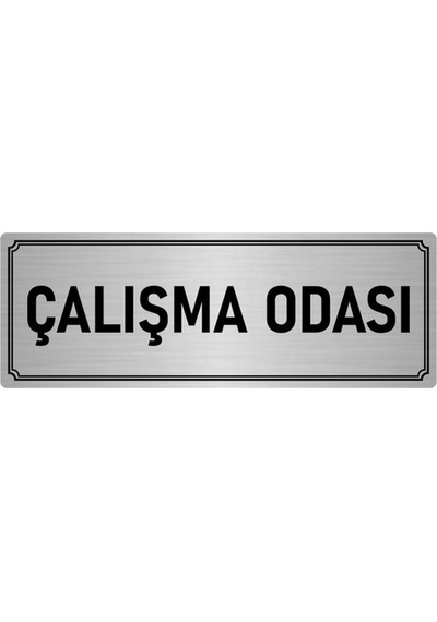 Metal Yönlendirme Levhası, Departman Kapı İsimliği Çalışma Odası 7x20 cm Gümüş Renk