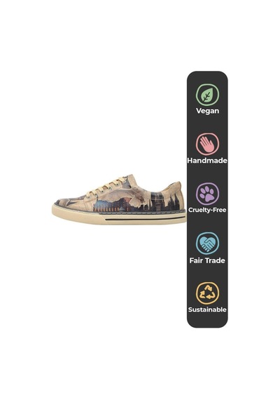 Kadın Vegan Deri Bej Sneakers - Warner Bros Gryffindor Gang Harry Potter Tasarım Çok Renkli