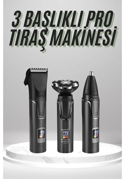 Dijital Göstergeli 3 Başlıklı Tıraş Makinesi Islak Kuru Lazer Öncesi Günlük Diğer