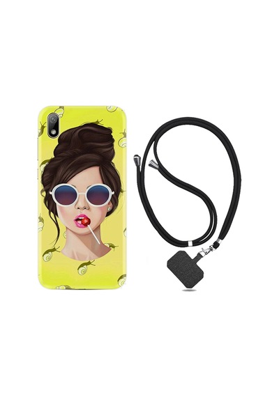 Huawei Y5 2019 Kılıf Boyun Askılı Lollipop Woman 1416