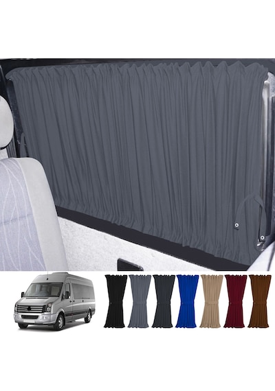 Pandami Volkswagen Crafter 1.nesil Uzun Şase 2006-2016 Uyumlu Gri Raylı Oto Perde Takımı