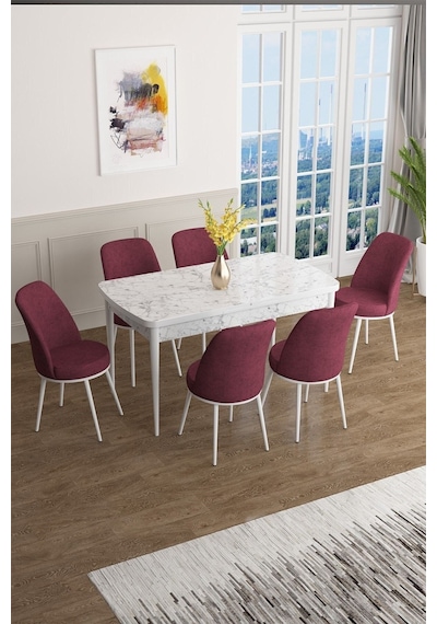Canisa Han Serisi 70x114 Açılabilir Mdf Mutfak Masası Takımı Beyaz Mermer Desen Masa 6 Bordo Sandalye Masa Beyaz Mermer Desen Sandalye Bordo Canisa Han Serisi 70x114 Açılabilir Mdf Mutfak Masası Takımı Beyaz Mermer Desen Masa 6 Bordo Sandalye Masa Beyaz Mermer Desen Sandalye Bordo