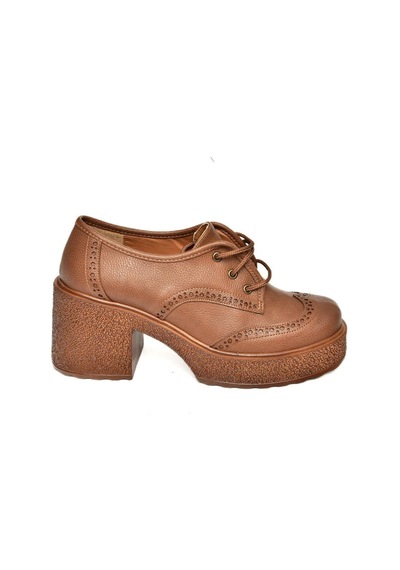 Fox Shoes T996157009 Taba Kalın Topuklu Kadın Ayakkabı Taba