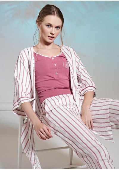 Feyza 5069 3 Lü Pijama Takımı Gül Kurusu