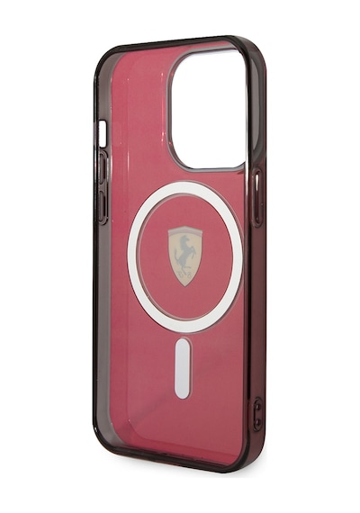 Apple Uyumlu iPhone 14 Pro Max Kılıf Ferrari Magsafe Şarj Özellikli Yarı Transparan Dizayn Kapak Kırmızı