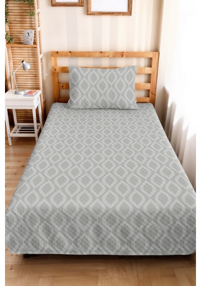 Gri Geometrik Modern Genç Odası Tek Kişilik Pike Takımı-antrasit Minimal 160x220 Cm Yatak Örtüsü Mumlu Saten Serabı