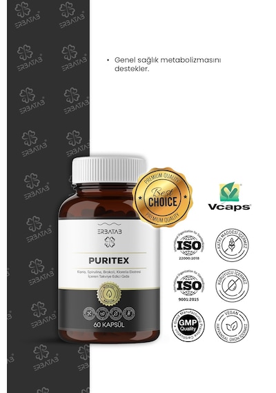 Erbatab Puritex Takviye Edici Gıda 60 Kapsül