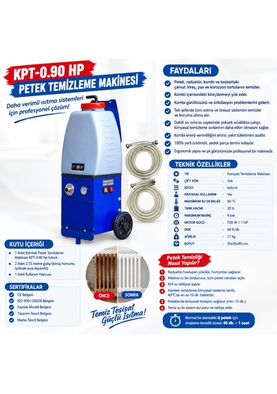 Kpt-0.90 Hp Tek Yönlü Isıtıcılı Petek Temizleme Makinesi