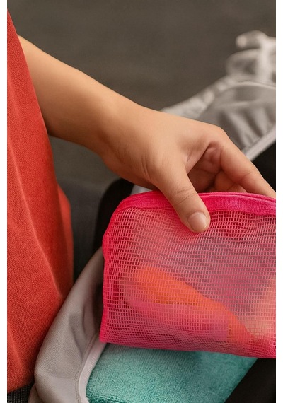 Ecrou Mesh Makyaj Çantası Pembe
