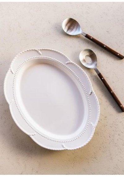The Mia Grande Servis Tabağı Beyaz 41x31 Cm Grd0012