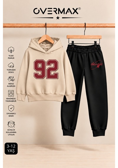 Overmax 92 Baskılı Çocuk Kapüşonlu Sweatshirt Eşofman Takımı- 3-12 Yaş Bej Üst-siyah Alt - 928463396 Bej Üst-siyah Alt Overmax 92 Baskılı Çocuk Kapüşonlu Sweatshirt Eşofman Takımı- 3-12 Yaş Bej Üst-siyah Alt - 928463396 Bej Üst-siyah Alt
