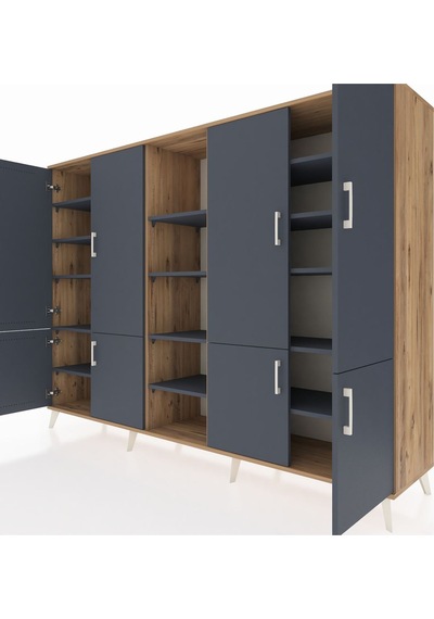 Hyperion Dolap 14 Raflı 8 Kapaklı 220x44x163 Çam-antrasit Çam-antrasit Hyperion Dolap 14 Raflı 8 Kapaklı 220x44x163 Çam-antrasit Çam-antrasit