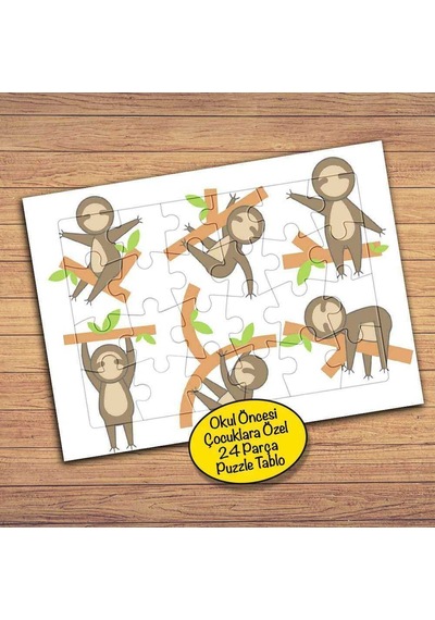 Ağaçtaki Sevimli Maymunlar Çocuklara Özel Puzzle Yapboz Tablo-pz139