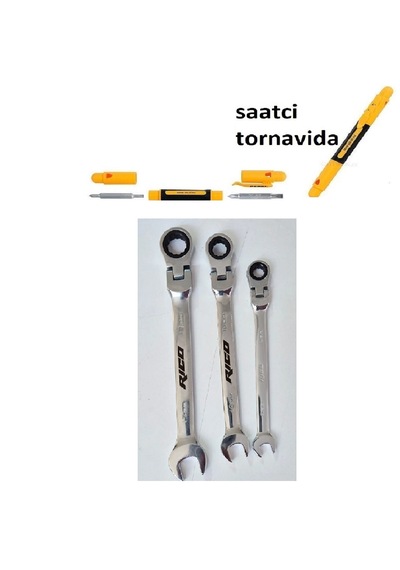 Rico 8m-10m-13mm Mafsallı Cırcır Anahtar 3 Parça