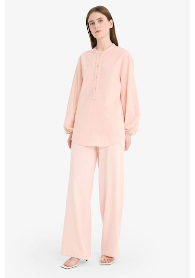 Defacto Wide Leg Keten Karışımlı Geniş Paça Pantolon F1345ax25smpn437 Pembe