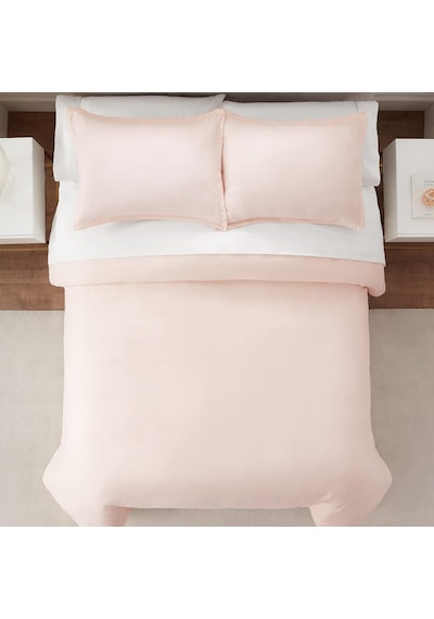 Simply Clean Ultra Yumuşak Hipoalerjenik Lekeye Dayanıklı 3 Parça Düz Nevresim Takımı, Allık, Tam, Queen Çok Renkli