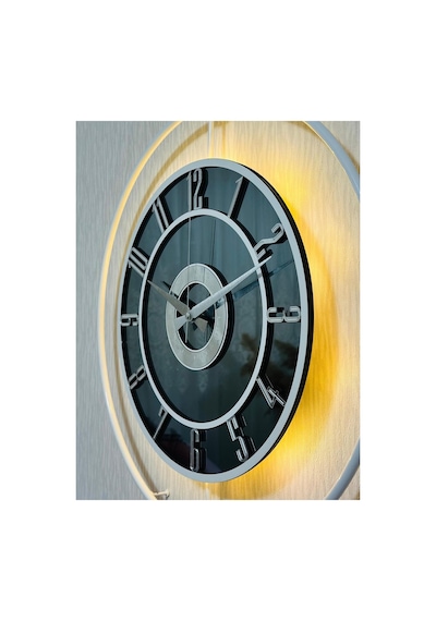 Pey Aksesuar Metal Camlı Duvar Saati 50 X 70 Cm Orta Boy Işıklı Gerçek Cam M51-beyaz-füme-beyaz-gümüş M51-beyaz-füme-beyaz-gümüş