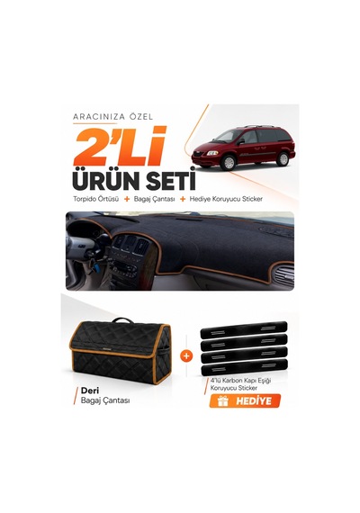 E-biz Chrysler Grand Voyager 2002-2006 Uyumlu Torpido + Deri Çanta - Siyah-kahverengi - Cr001